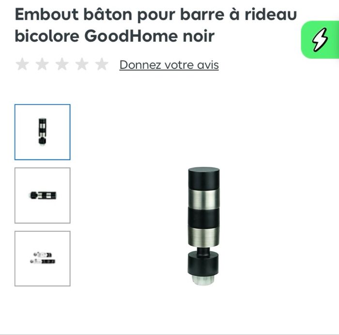 2 Embouts tringle à rideaux diamètre 19 good home araxos noir neuf  jamais déballé - photo numéro 4