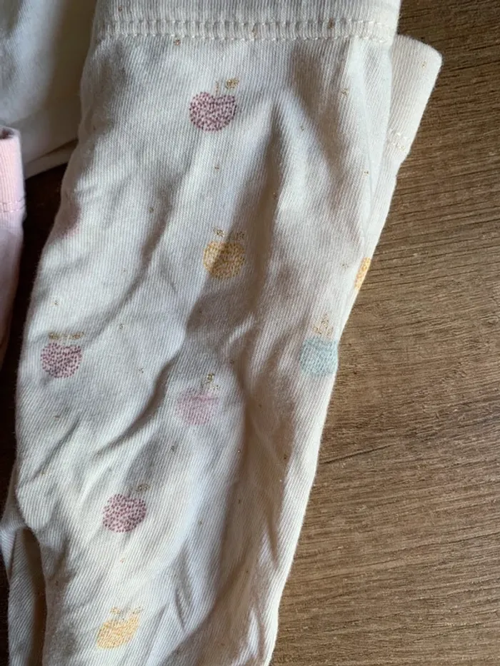Lot ensemble 4 pièces bébé fille legging t-shirt Ml Gemo Kiabi 1 mois parfait état - photo numéro 5