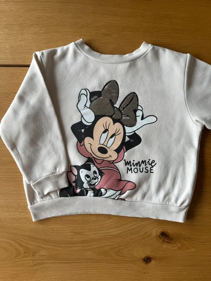 Sweat blanc cassé ML Minnie Mouse avec noeud à sequins réversibles - Taille 4 Ans - photo numéro 2