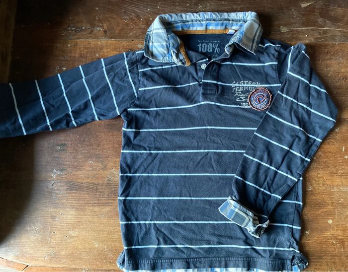 Polo 8 ans rayé bleu marine et ciel Palomino C&A