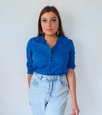 Blouse légère en coton bleu électrique moderne minimaliste 123 taille 40
