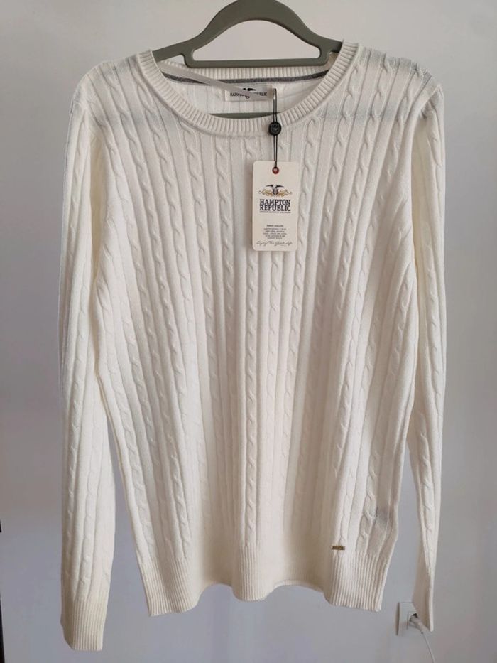 Hampton Republic pull blanc crème M - photo numéro 2
