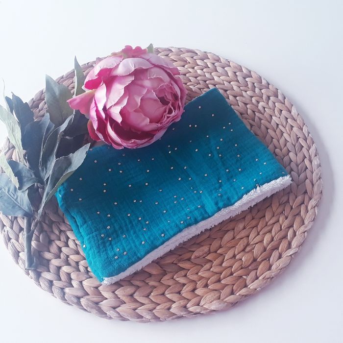 Snood tour de cou écharpe enfant double gaze de coton pois dorés 1-4 ans - photo numéro 4
