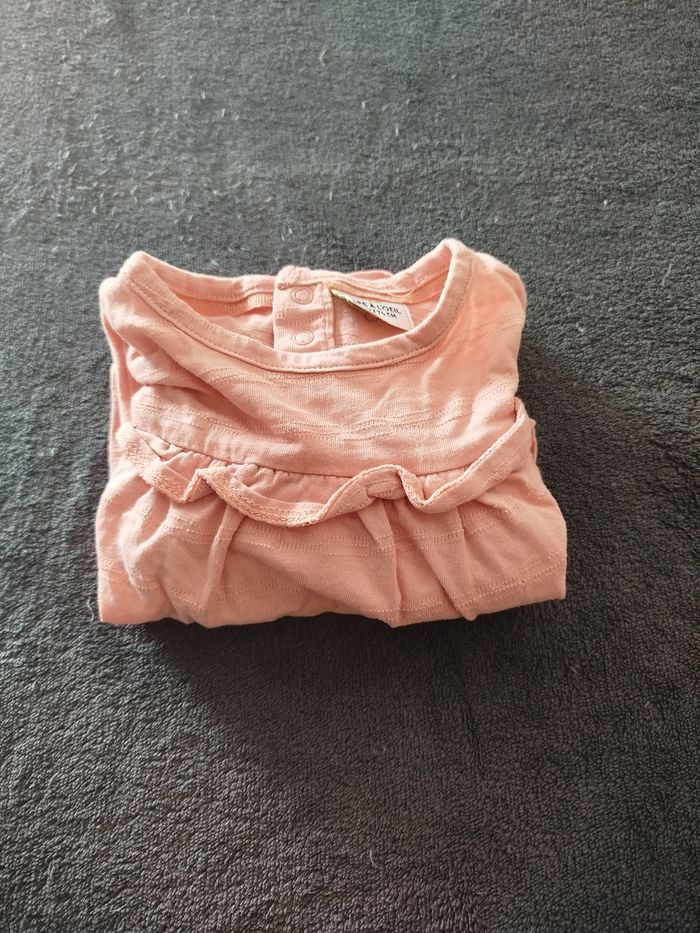 Blouse rose corail à volants Tape à l'Œil – 12 mois (74 cm) - photo numéro 4
