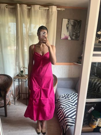 Robe fuschia longue grunge Ibiza Summer capri vintage