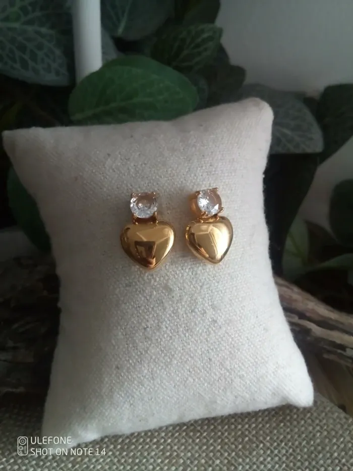 Boucles d'oreilles bohèmes coeurs zircons