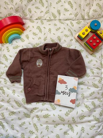gilet zippé en laine marron 3 mois