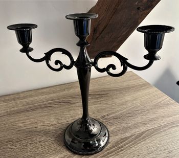 Chandelier 2 bras 3 bougeoirs noir verni