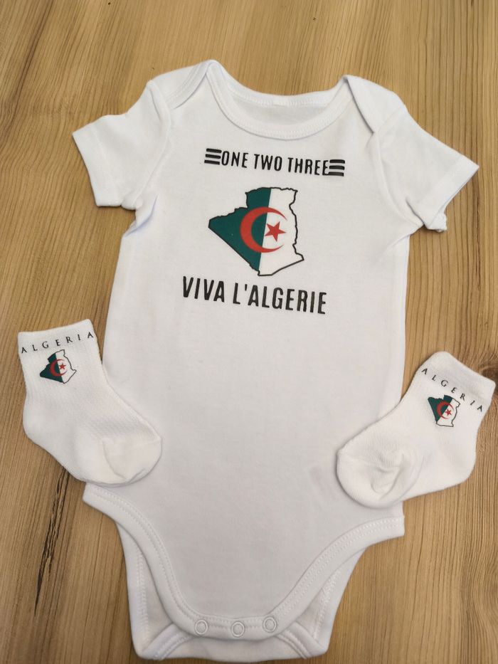 Ensemble cadeau bébé dz drapeau Algérie 123 viva l'Algérie