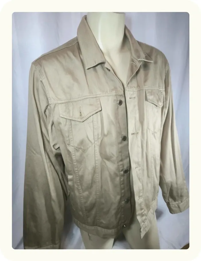 Veste en jean beige légère homme Basefield Taille 44 XXL - photo numéro 2