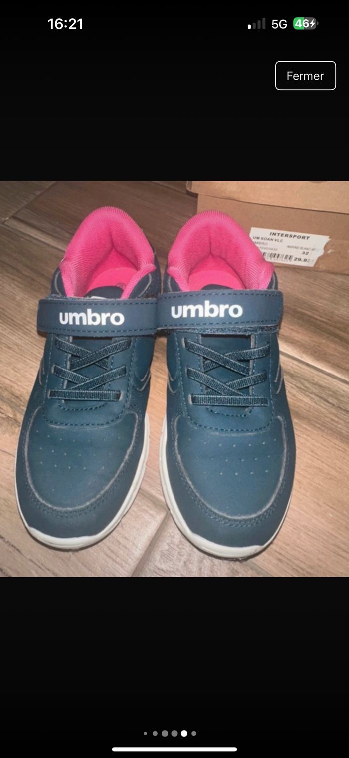 Baskets fille marine et fuschia , à scratch, 32, Umbro - photo numéro 5
