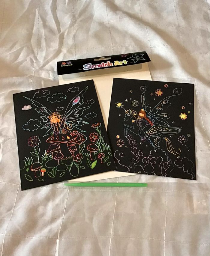 2 scratch Art a gratter 2 dessins a découvrir avec Stylet de grattage - photo numéro 2