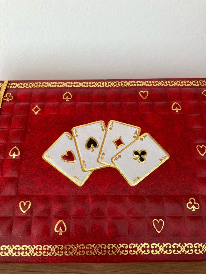 Vintage-Très belle boîte vide rouge-Effet matelassé pour cartes - photo numéro 2
