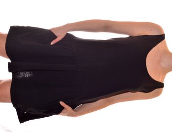 robe casual confortable sans manches fluide col rond en coton taille L noire uni