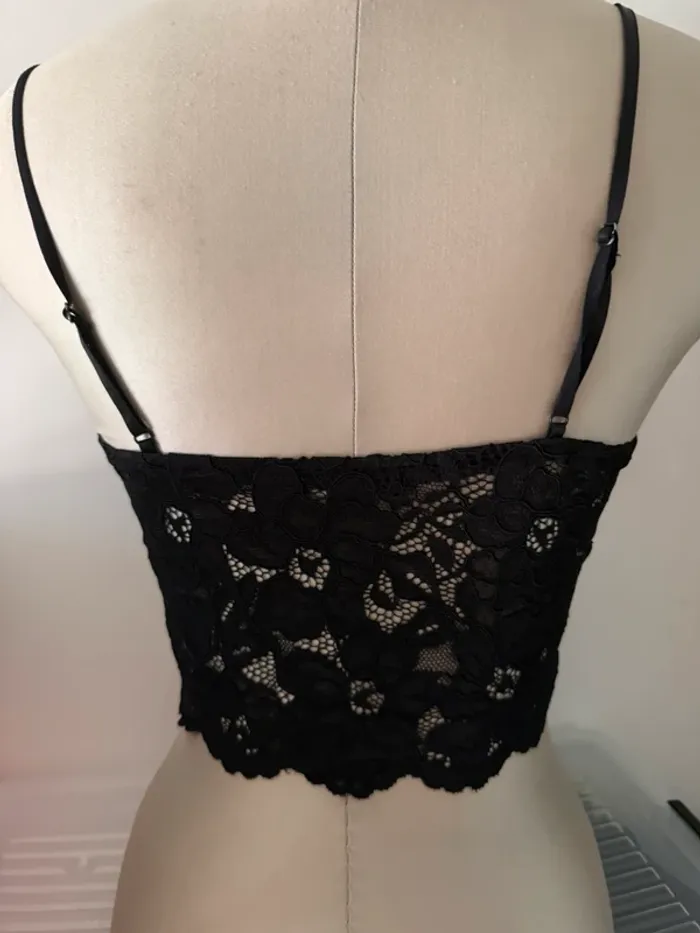 Top bustier en dentelle noir - Zara (Taille L) - photo numéro 3