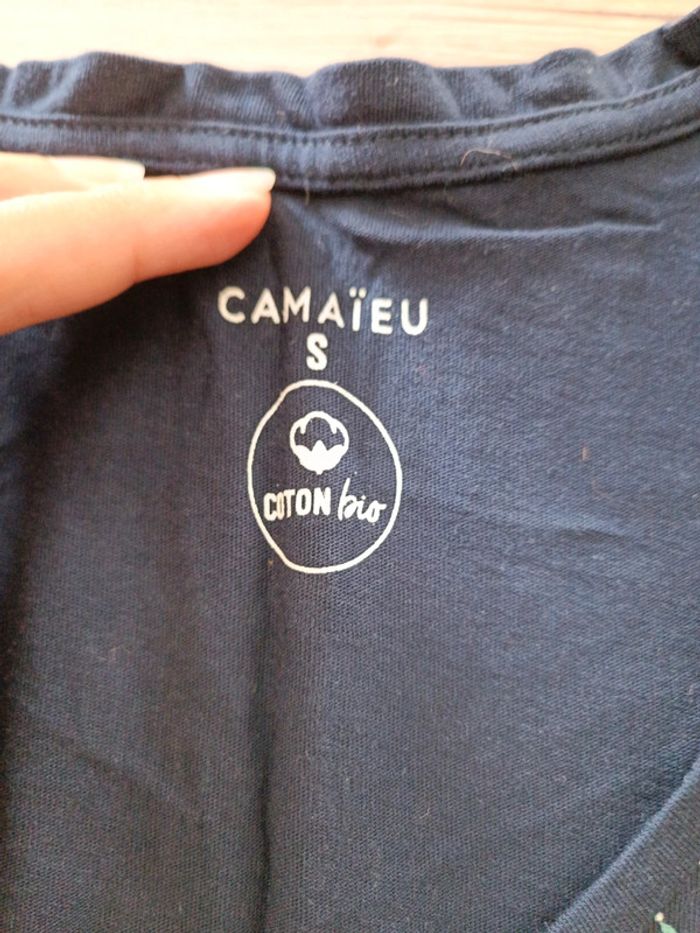 Tee-shirt bleu fleurie - photo numéro 2