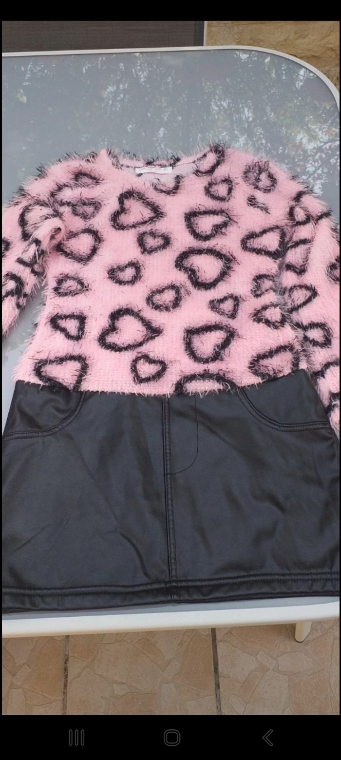 Robe bi-matiére rose et noire - photo numéro 6