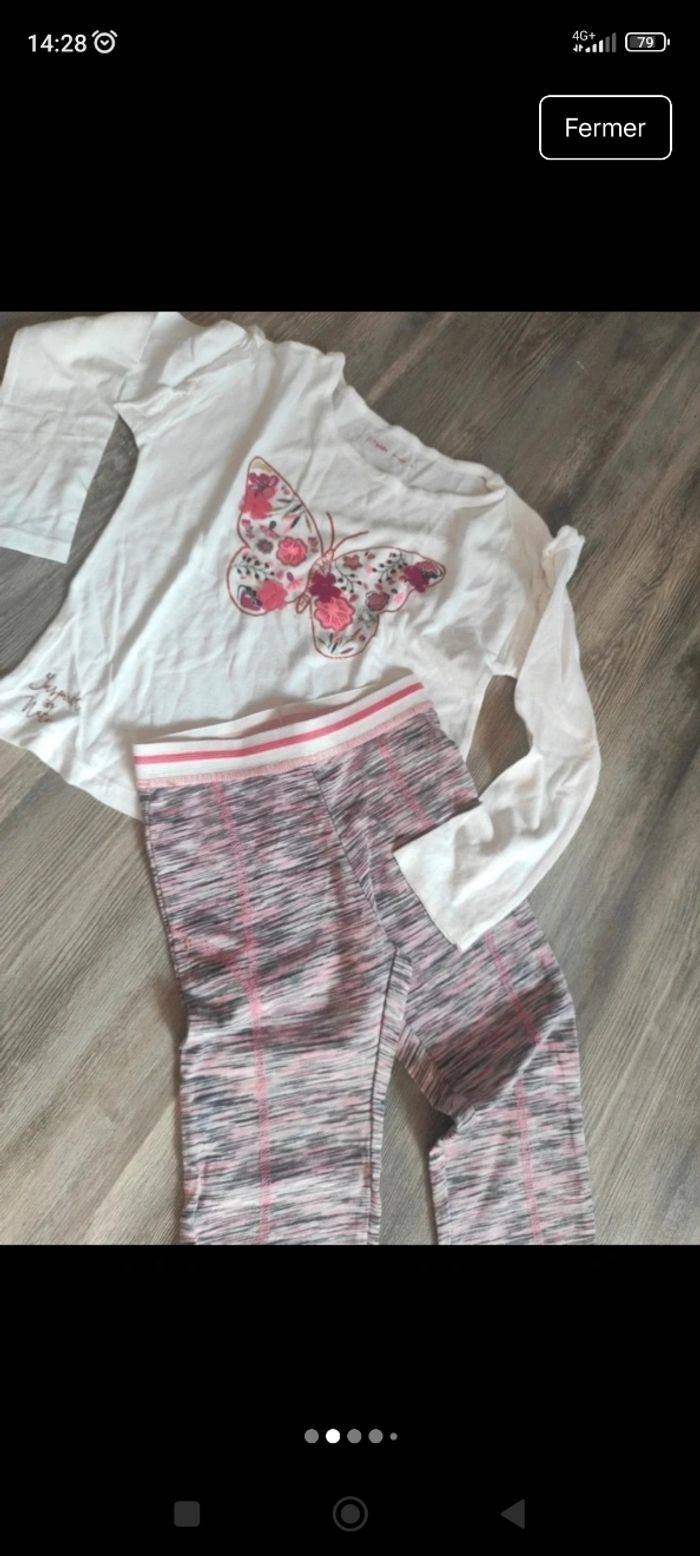 Lot leggingnde sport et t-shirt imprimé papillon fille 5 ans - photo numéro 2