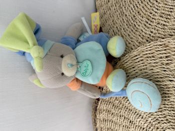doudou ours bleu orange vert baby nat -