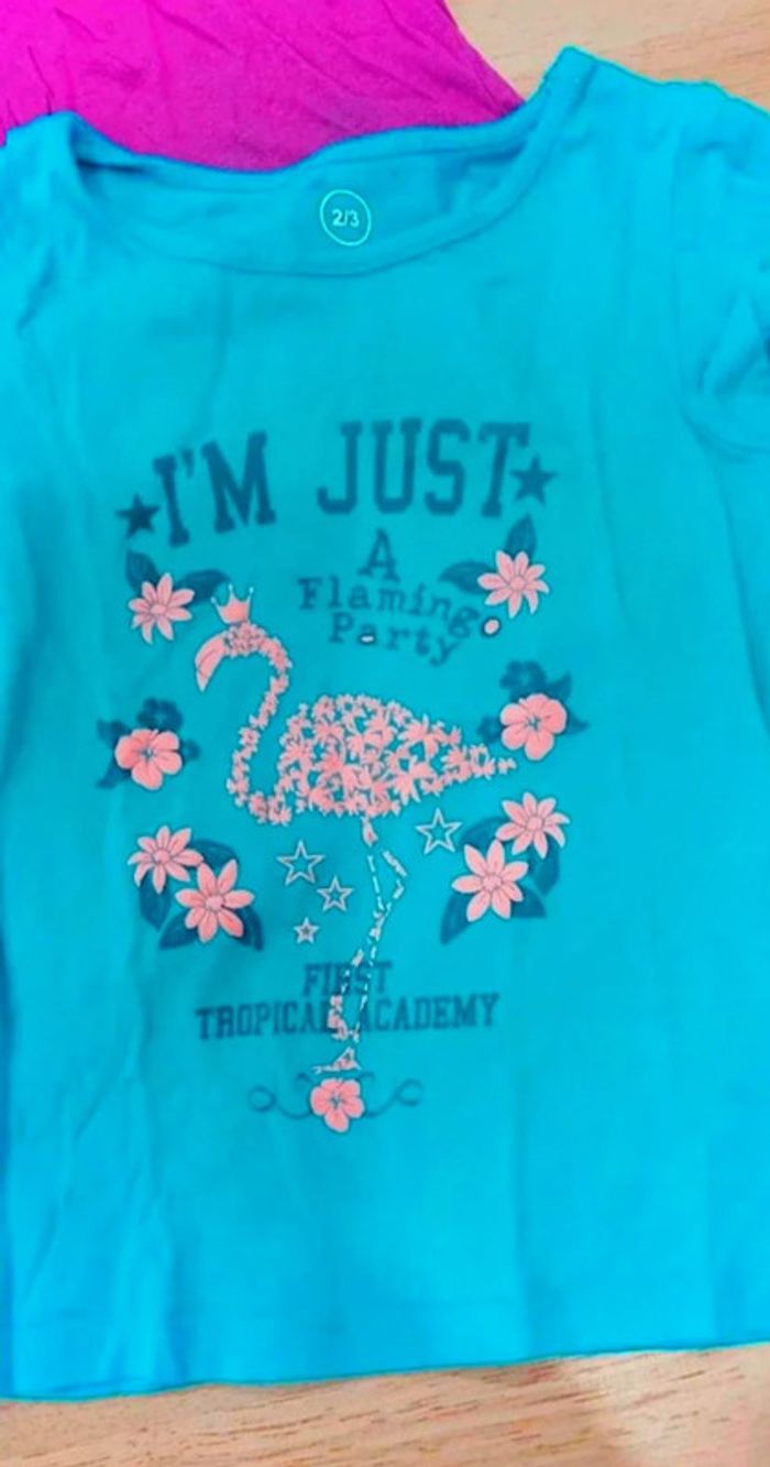 Lot 2 tee-shirts fille 24mois/2ans - photo numéro 2