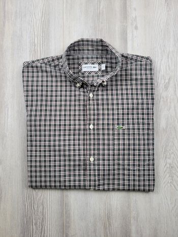Chemise Lacoste homme – Petits carreaux vert foncé/blanc – Taille M – Excellent état
