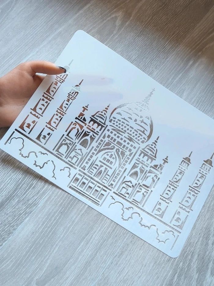 Grand Pochoir A4 du Taj Mahal en Inde - photo numéro 2