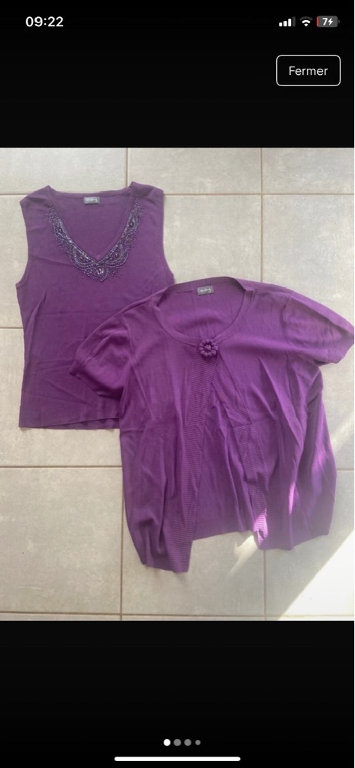 Haut violet a strass