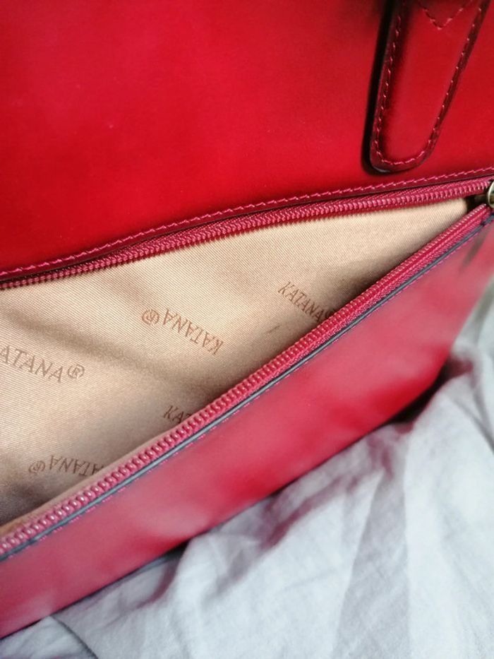 Sac vintage katana rouge cuir véritable. - photo numéro 7