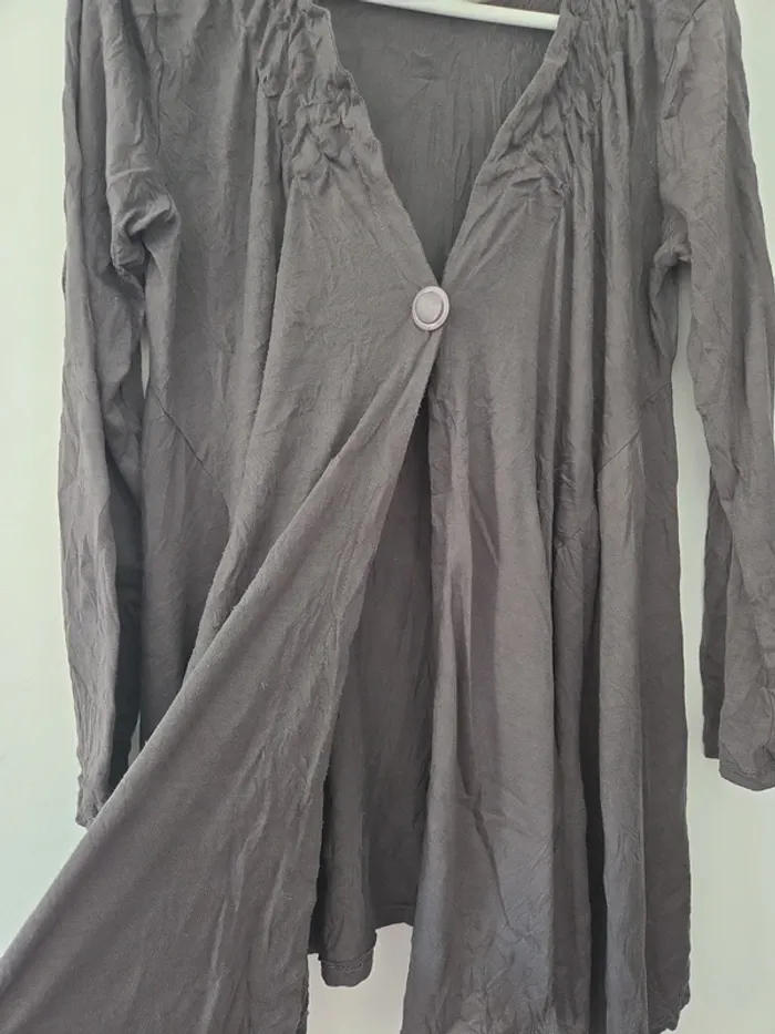 Cardigan filet femme marron mi long TBE taille M Elléa paris - photo numéro 3