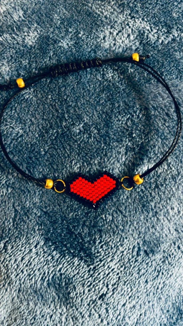Bracelet cœur tissé taille réglable