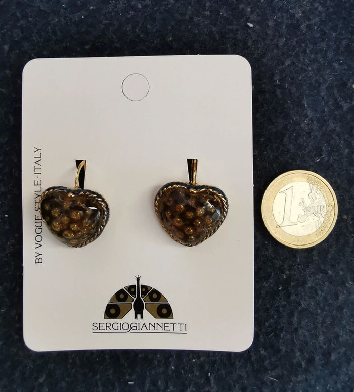 Boucles d'oreilles cœurs a paillettes - photo numéro 2