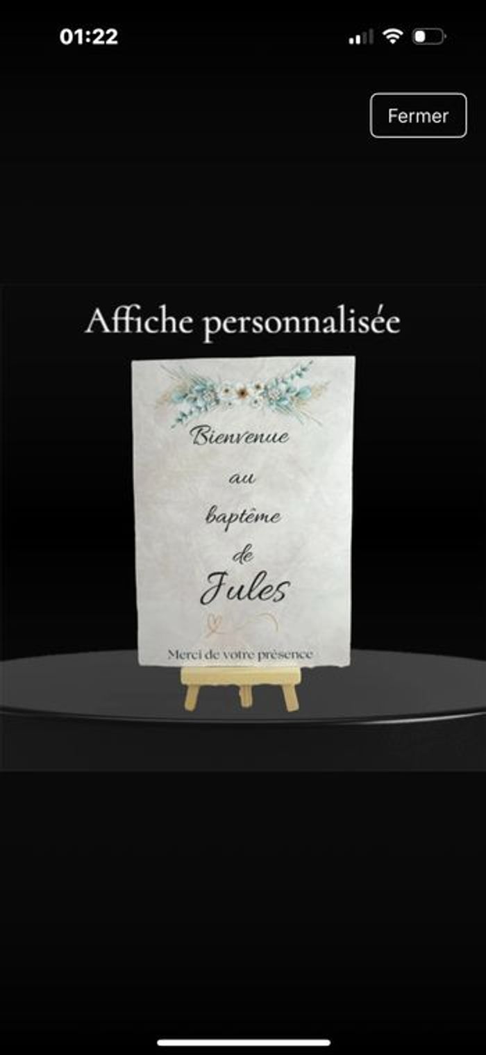 Affiche de baptême personnalisée