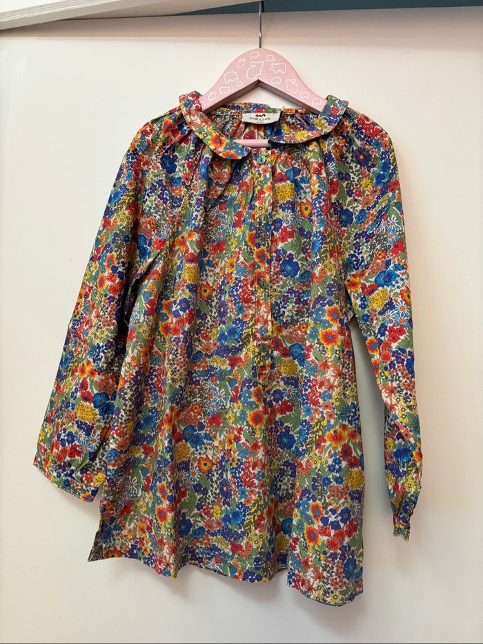 Blouse en Liberty Margaret Annie Blue Cyrillus 12 ans