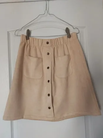 Jupe trapèze en tissu beige