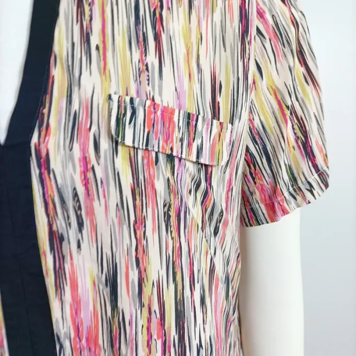 Blouse Chattawak fluide multicolore col goutte, empiècements contrastés, T40 A1573 - photo numéro 5