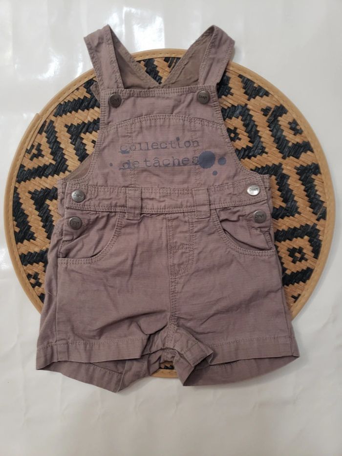 Salopette short marron clair garçon 6 mois Du Pareil au Même