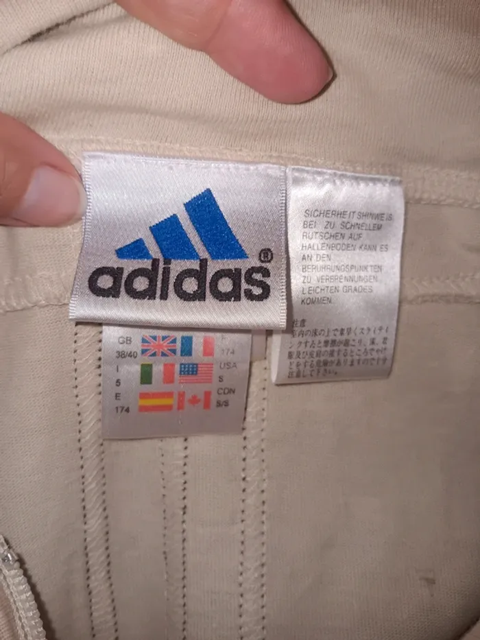 Adidas vintage polo taille S manche courte zippé beige noir - photo numéro 5