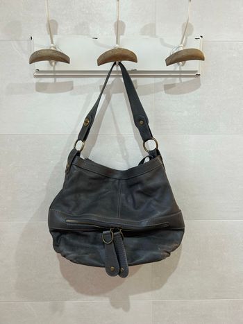 Sac à main gris en cuir Made in Italy