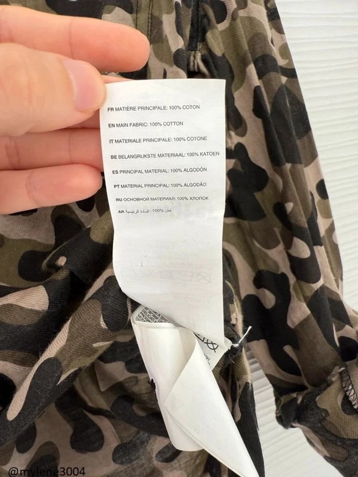 Haut chemise militaire camouflage kaki manches 3/4 nouée - photo numéro 9