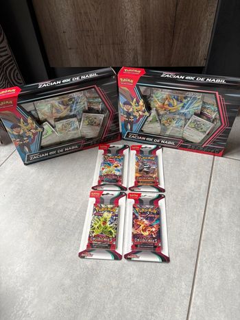 Pack Pokémon Artset Flammes Obsidiennes Dracaufeu Dracolosse + Lot 2 Coffret Zacian Ex de Nabil