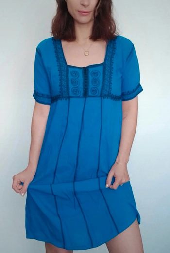 Robe d été casual ethnique bleu taille unique
