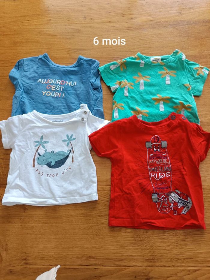Lot 4 tee shirt 6mois