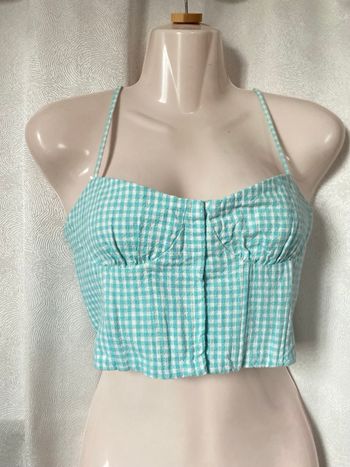 Magnifique Bustier vichy vert M Zara