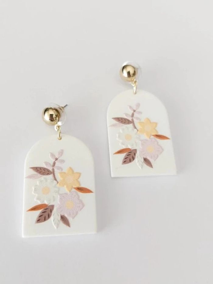 Paire de boucles d'oreilles pendantes, style bohème, forme géométrique, motif fleurs 🌼 - photo numéro 5