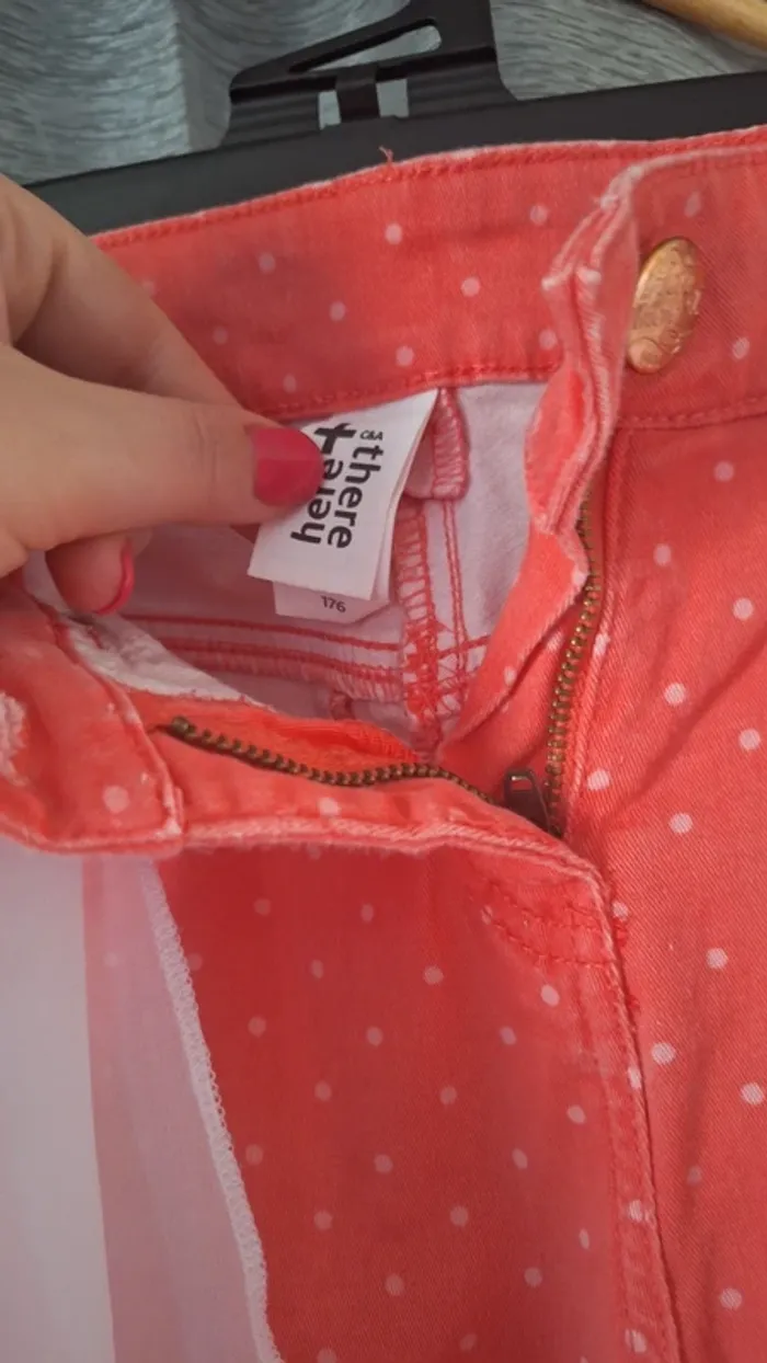 Pantalon corail à pois blanc - photo numéro 3