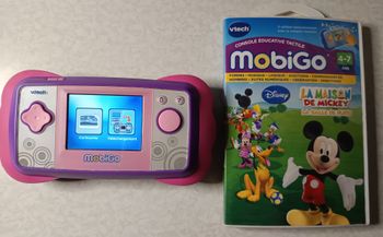 Vtech Mobigo Rose Console Tablette Jeux Vidéo Éducatifs Jeu V Tech + Jeu mickey