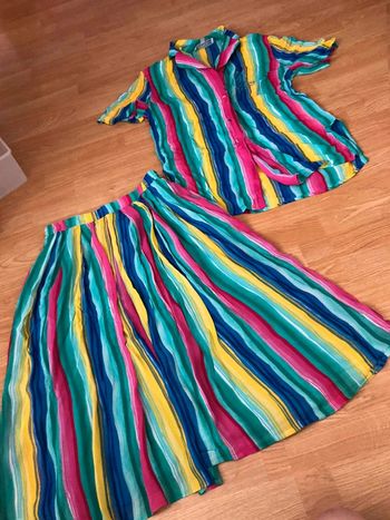 Ensemble  vintage  multicolore rayé