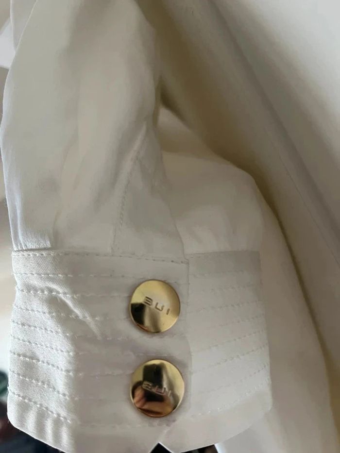 Robe courte blanche doré lumineuse décolleté lacet Barbara Bui – Taille 38 – Très bon état - photo numéro 4