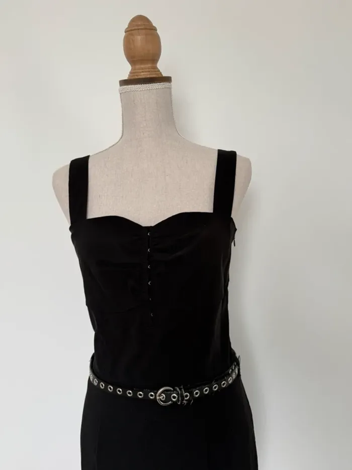 Robe tunique noir neuf Kleid dress Vestido Vestito jurk jumpsuit femme mujer donna woman bretelles - photo numéro 3
