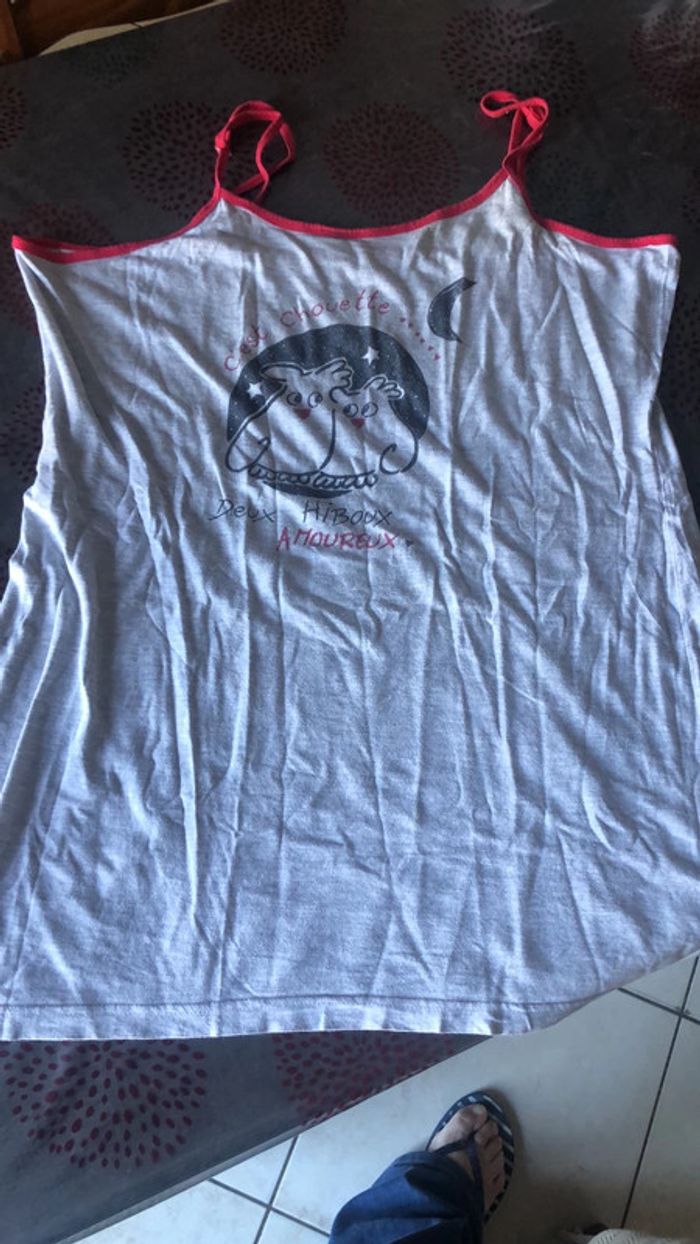 Chemise de nuit à bretelles grise taille 50/52